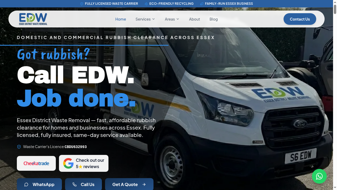 Essex District Waste Removal — site built on Lovable by RankLovable