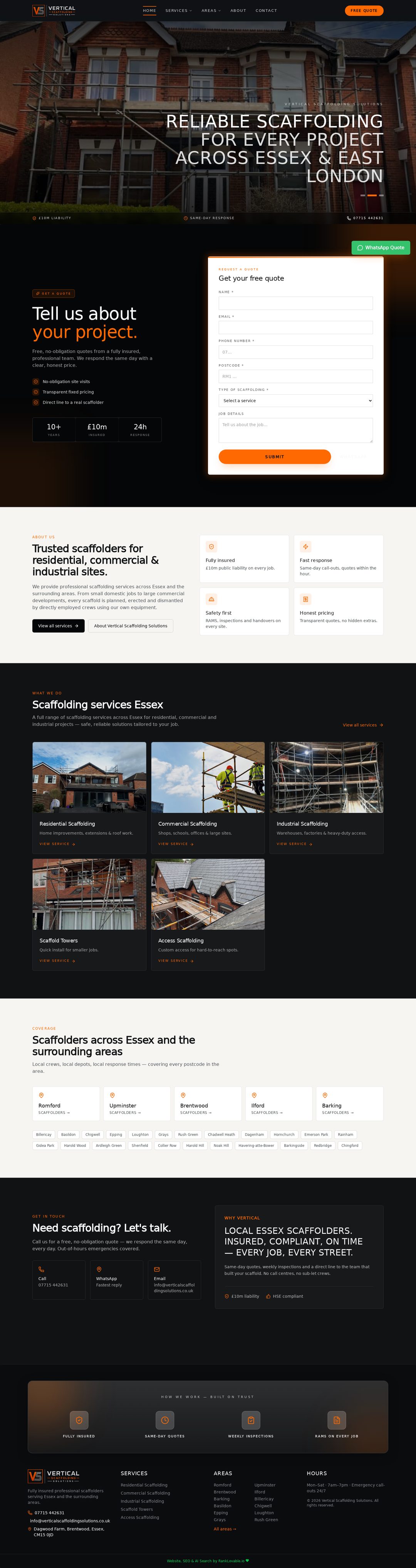 verticalscaffoldingsolutions.co.uk — live scaffolding site, auto-scrolling preview